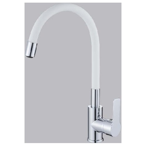 Смеситель для кухни 35к HB70112-8 HAIBA гибкий излив, б/отв боковая,БЕЛЫЙ/ХРОМ - HB70112-8 