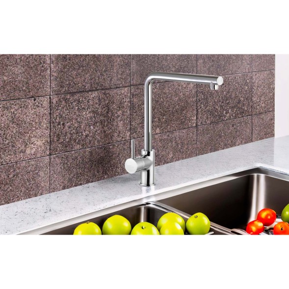Смеситель для кухни AZARIO EVANS поворотный излив, керамический картридж, хром (AZ-15294441)