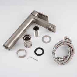 Смеситель для раковины 35к G1099-22 GAPPO нерж. сталь, высокий, литой, САТИН - G1099-22 