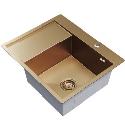 Мойка настол.монтаж 60х50 (3,0) прав. вып 3 1/2 MIXLINE PRO 20см с сифоном (бронза) - 552928
