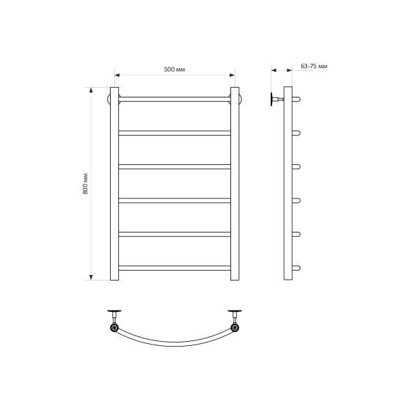 Полотенцесушитель MIXLINE CAPELLA  80х50 (1/2&amp;#039;&amp;#039; ВР, 6 перекладин) водяной - ML-556269 