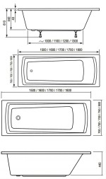Ванна акриловая Ravak DOMINO PLUS 160х70 белый (C621R00000)