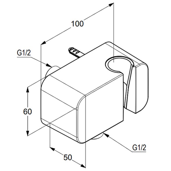Cоединение для шланга KLUDI A-QA с настенным держателем для душа, хром (6556005-00)