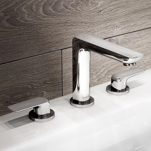 Смеситель для раковины Kludi Ameo двухвентильный, с донным клапаном, на 3 отверстия, хром (413930575)