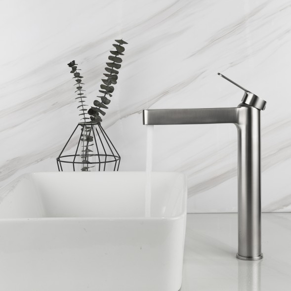 Смеситель для раковины 35к G1099-32 GAPPO высокий, нерж. сталь, литой, п/гайку, САТИН - G1099-32 