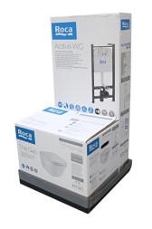 ПЭК: подвесной безободковый унитаз Roca THE GAP, сиденье микролифт, инсталляция Roca Active, клавиша B01