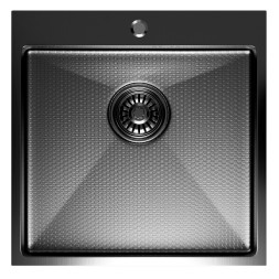 Мойка настол.монтаж 50х50 (3,0) вып 3 1/2 MIXLINE PRO 20см с сифоном (черный графит НАНО декор) - 552931