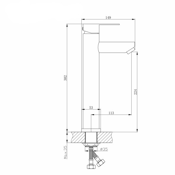 Смеситель для раковины 35k MIXLINE MLSS32-042 &amp;quot;Stainless&amp;quot; высокий излив НЕРЖ - MLSS32-042 
