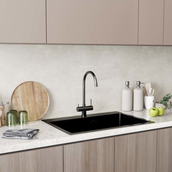 Смеситель для кухни 35k MIXLINE MLSS-0326BL трубчатый излив, подкл.к фильтру, ЧЕРНЫЙ ГРАФИТ - MLSS-0326BL 