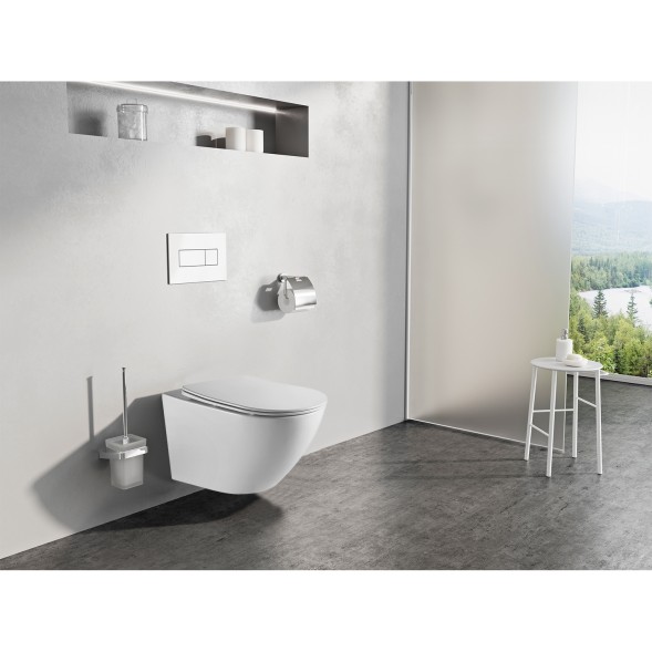 Унитаз подвесной Azario Grado 370х490х360 смыв &amp;quot;Торнадо&amp;quot;, скрытое крепление, безободковый, в комплекте с быстросъемным сидением микролифт (AZ-0046-UQ3)