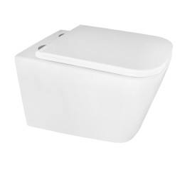 Унитаз подвесной Azario Cascad 525x345x360 безободковый, система смыва &amp;quot;Скрытое Торнадо&amp;quot;, в комплекте с быстросъемным сиденьем микролифт (AZ-2303A)