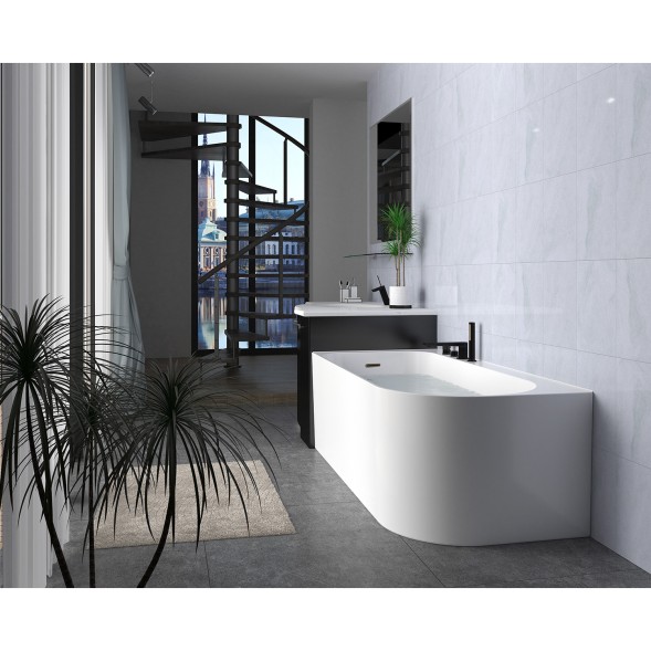 Ванна акриловая Azario LUTON 1700x800x580 пристенная, в комплекте с сифоном и металлической рамой, левая, белая (LUT17080 L)