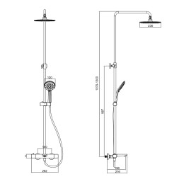 Душевая система Azario GALAXY термостатический картридж, черный матовый (AZ-67B47EV1(PA)-1DC1J19A-ZH3394A-HB1153PA)