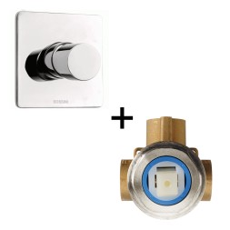 Комплект Bossini CUBE Смеситель для душа на 1 выход, хром + Встраиваемая часть смесителя с девиатором 1 направления 1/2” (Z00008.030+Z00007)