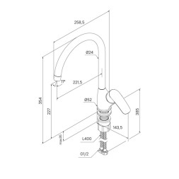 Смеситель для кухни 35к Milardo RORSB0JM05 "Rora" высокий пов. излив, ХРОМ - RORSB0JM05