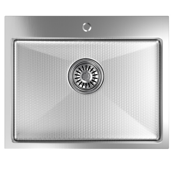 Мойка настол.монтаж 53х43 (3,0) вып 3 1/2  MIXLINE PRO 22см с сифоном (сатин НАНО декор) - 552934 