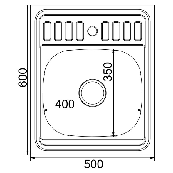 Мойка 50х60 (0,6) вып 3 1/2 MIXLINE 16см  с сифоном ДЕКОР - 555229 