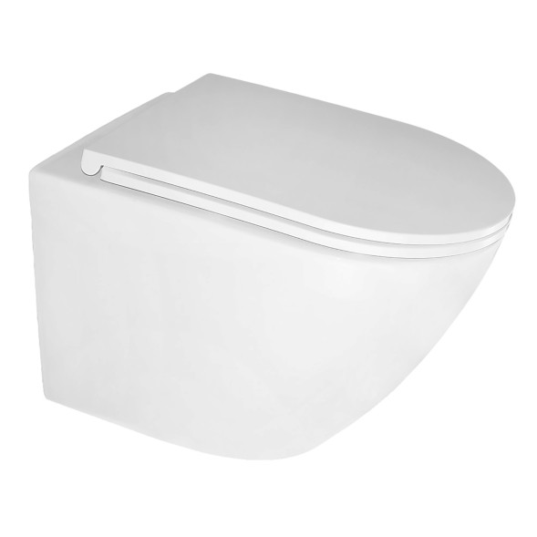 Унитаз подвесной Azario Eclat 520x365x365, безободковый, система слива &amp;quot;Скрытое Торнадо&amp;quot;, с быстросъемным сидением микролифт (AZ-2381-A)