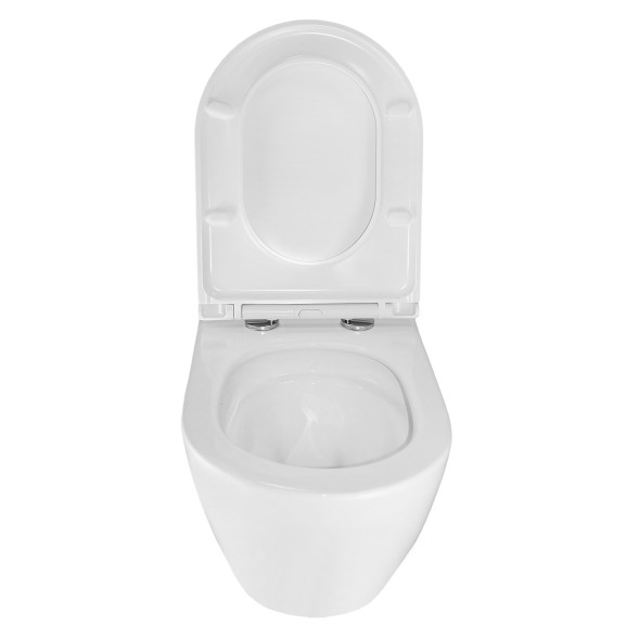 Унитаз подвесной Azario Eclat 520x365x365, безободковый, система слива &amp;quot;Скрытое Торнадо&amp;quot;, с быстросъемным сидением микролифт (AZ-2381-A)