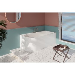 Ванна акриловая Azario LUTON 1700x800x580, пристенная, в комплекте с сифоном и металлической рамой, правая, белая ( LUT17080 R )