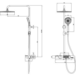 Душевая система Azario PIANO термостатический картридж, хром (AZ-678U87ZA8-1DA1K17A-JR3A50AC)