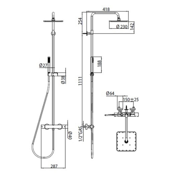 Душевая стойка Bossini Cosmo черный матовый (L10103.073)