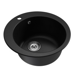 Мойкa ML-GM13 КОМФОРТ круглая, ультра-черная (344), 495мм (глуб. чаши 200) - 00-00009334 