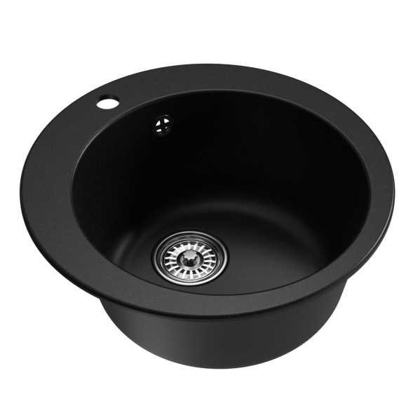 Мойкa ML-GM13 КОМФОРТ круглая, ультра-черная (344), 495мм (глуб. чаши 200) - 00-00009334 