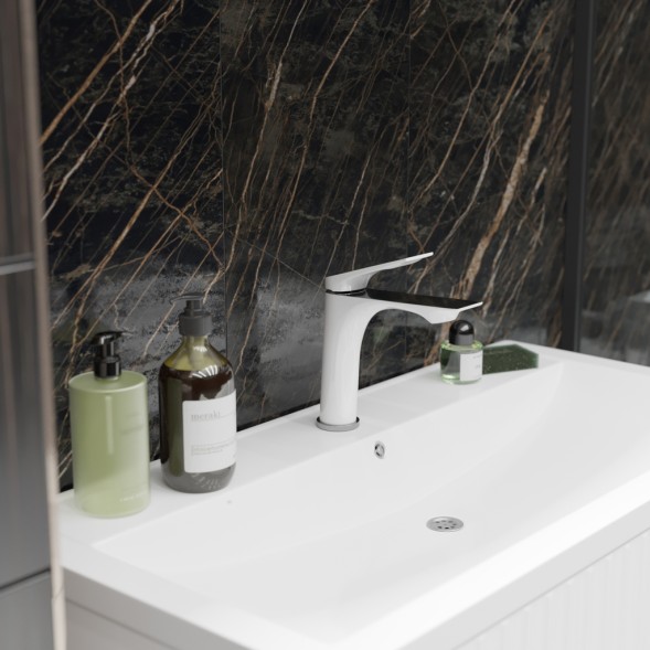 Смеситель для раковины 30k MIXLINE ML41-04 &amp;quot;Swan White&amp;quot; БЕЛЫЙ/ХРОМ - ML41-04 