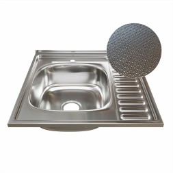 Мойка 60х60 (0,6) лев вып 3 1/2 MIXLINE 16см с сифоном ДЕКОР - 555230