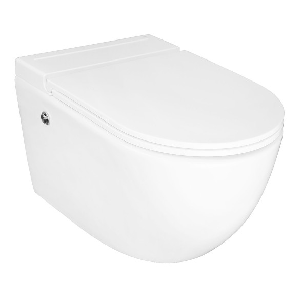 Унитаз импульсный Azario 360х570х375 подвесной, полукруглый, быстросъемное сиденье микролифт, монтажная рама в комплекте (AZ-102C)