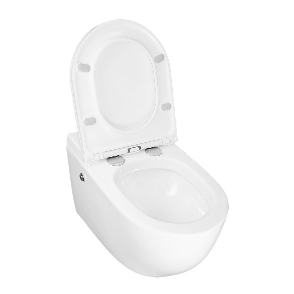 Унитаз импульсный Azario 360х570х375 подвесной, полукруглый, быстросъемное сиденье микролифт, монтажная рама в комплекте (AZ-102C)