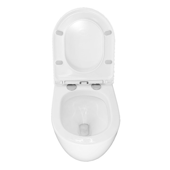 Унитаз импульсный Azario 360х570х375 подвесной, полукруглый, быстросъемное сиденье микролифт, монтажная рама в комплекте (AZ-102C)