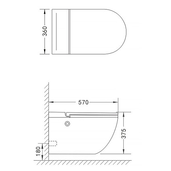 Унитаз импульсный Azario 360х570х375 подвесной, полукруглый, быстросъемное сиденье микролифт, монтажная рама в комплекте (AZ-102C)