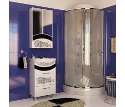 Зеркальный шкаф "РАДУГА-46" ЦВЕТЫ белый без подсветки - 528042