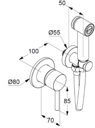 Гигиенический душ со смесителем Kludi Bozz, однорычажный, черный матовый (389983976)