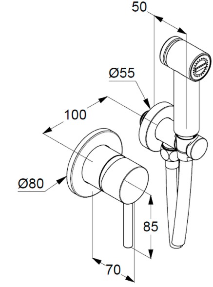 Гигиенический душ со смесителем Kludi Bozz, однорычажный, черный матовый (389983976)