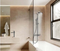 Душевая стойка Bossini ELIOS с термостатом, верхним и ручным душем и шлангом, цвет хром (L10401.1.030)