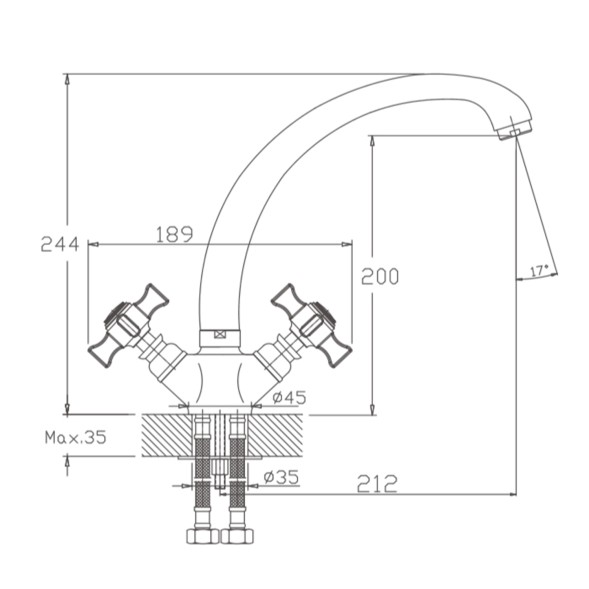 Смеситель для кухни 1/2 кер HB4724 HAIBA п/шпильку - HB4724 