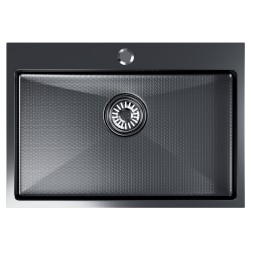 Мойка настол.монтаж 65х45 (3,0) вып 3 1/2 MIXLINE PRO 22см с сифоном (черный графит НАНО декор) - 552937