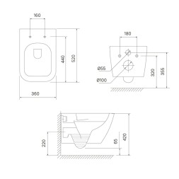 Унитаз подвесной безободковый IDDIS TORRDSEi25 "Torr" безободковый, сиденье дюропласт, микролифт - TORRDSEi25