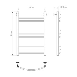Полотенцесушитель MIXLINE CAPELLA  80х50 г2 (1/2&amp;#039;&amp;#039; ВР, 9 перекладин) водяной - ML-556280 