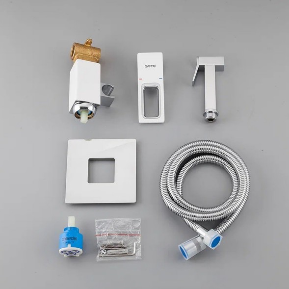 Смеситель с гигиеническим душем 35к G7217-8 GAPPO встраиваемый, БЕЛЫЙ-ХРОМ - G7217-8 