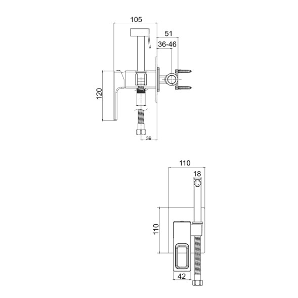 Смеситель с гигиеническим душем 35к G7217-8 GAPPO встраиваемый, БЕЛЫЙ-ХРОМ - G7217-8 