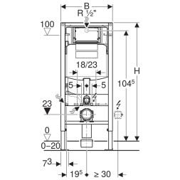 Инсталляция для подвесного унитаза, Geberit Duofix 112 см, со смывным бачком Sigma 12 см, без креплений (111.950.00.6)