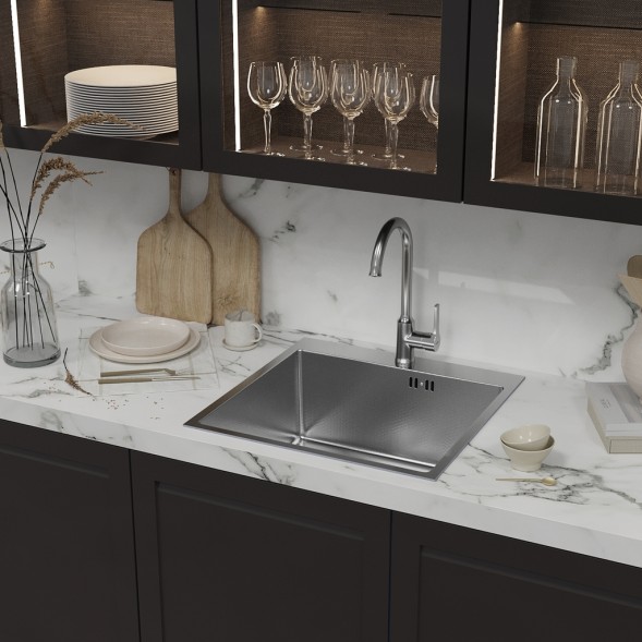 Мойка настол.монтаж 50х50 (3,0) вып 3 1/2  MIXLINE PRO 20см с сифоном (сатин НАНО декор) - 552930 