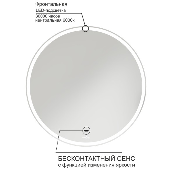 Зеркало MIXLINE &amp;quot;Анита&amp;quot; 500*500 (ШВ) бесконтактный сенсор, светодиодная подсветка - MLZ.Ani.5-5.1.2 