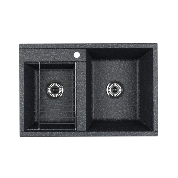 Кухонная мойка  Aquaton Делия 78 DBL 2 чаши, цвет графит (1A723132DE210)