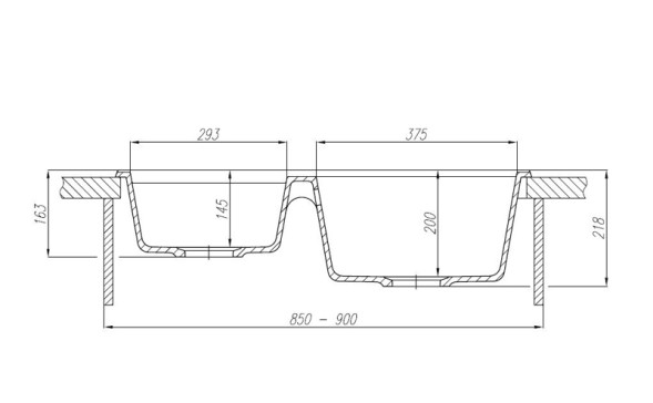 Кухонная мойка  Aquaton Делия 78 DBL 2 чаши, цвет графит (1A723132DE210)