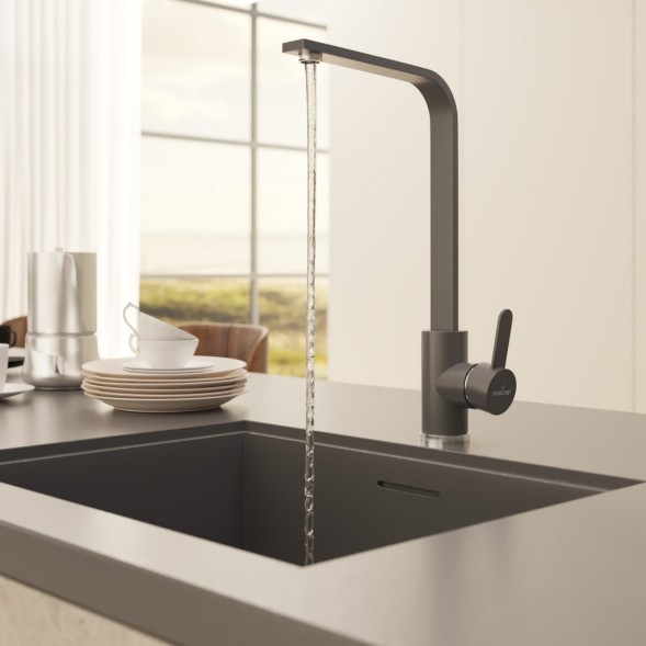 Смеситель для кухни 35к MIXLINE ML-GS14 (342) графит высок. излив - ML-GS14 (342) 